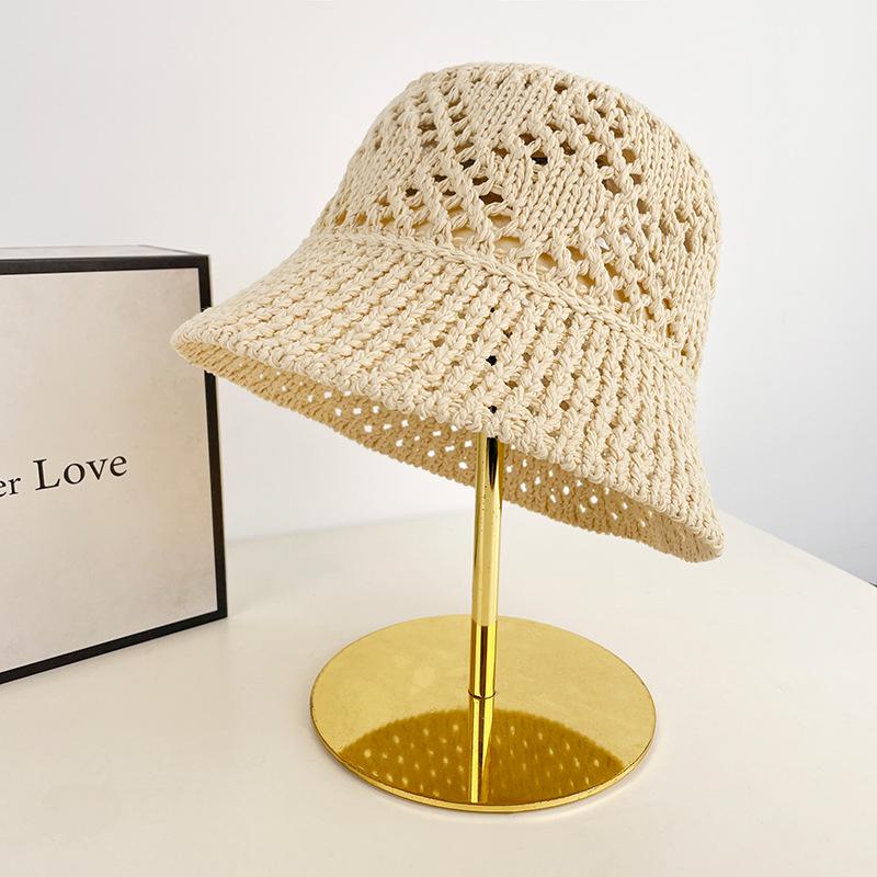 Japanese-style crochet straw hat for women, summer breathable thin sun protection hat, versatile for a natural look, makes the face appear smaller,