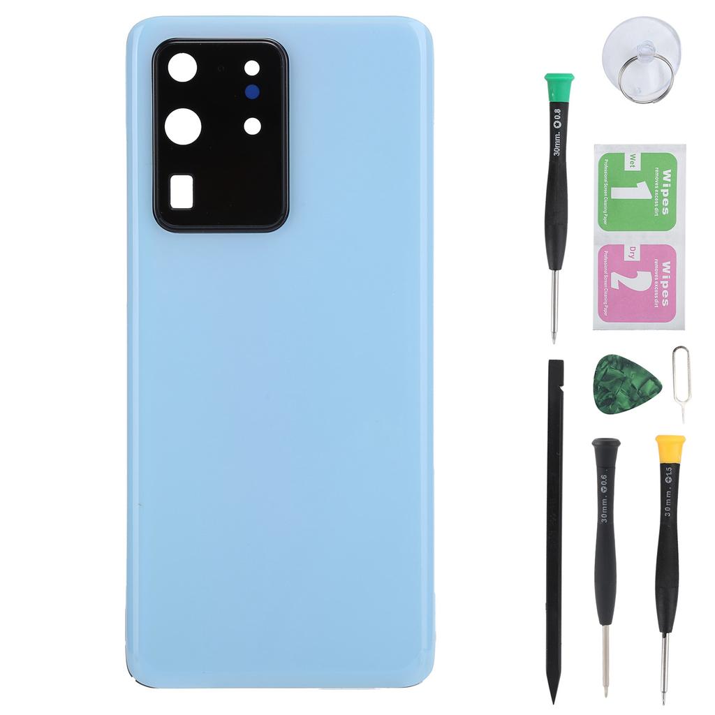 Replacement Cell Phone Battery Cover Back Housing Case with Tools for Samsung S20 Ultra 5GBlue