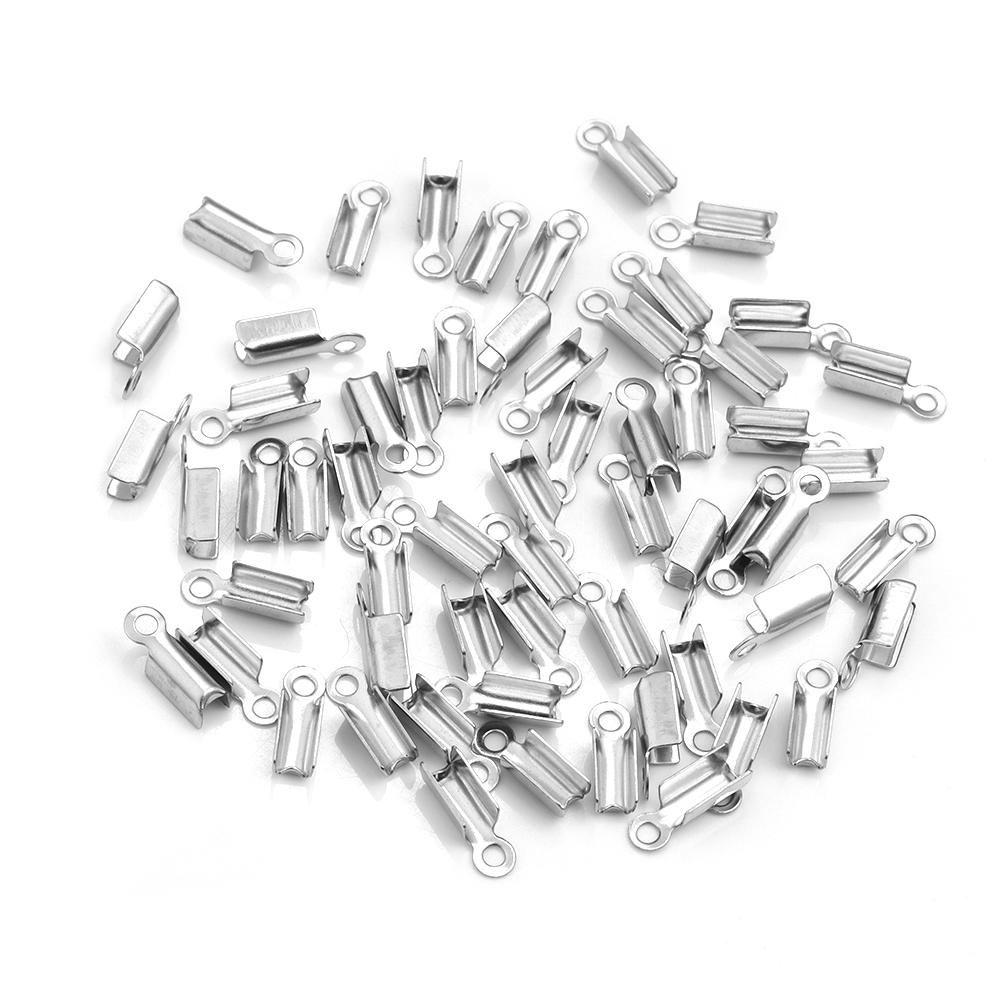 30-60 Stück/Los Gold Edelstahl Schnüre Quetsch-Endkappen Perlenkappen Lederclip-Spitzen Falten-Quetsch-Armbandverbinder Für Schmuckherstellung