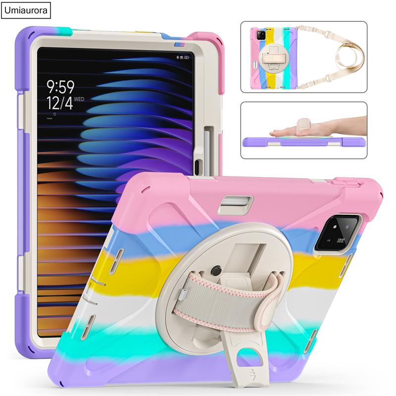Pour Xiaomi Mi Pad7 11.2 Pad 5 6 11" 6S Pro 12.4" 7S Pro 12.5 Pouces Étui Robuste Antichoc pour Tablette avec Support Sangle Main Épaule Funda
