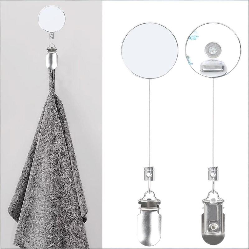 1/2Pcs Automatic Retractable Towel Rack Self-Adhesive Wall-Mounted Hand Towel Holder Clips Bathroom Kitchen Organiser