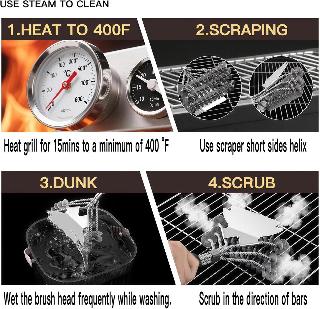 Stainless Steel Wire Brush BBQ Cleaning Brush Oil Brush BBQ Grill Brush BBQ Brush Cleaning Brush BBQ Tools