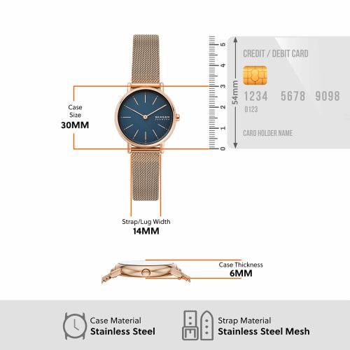 Skagen Women's Watch, Rose Gold/Blue, One Size, Signatur Lille