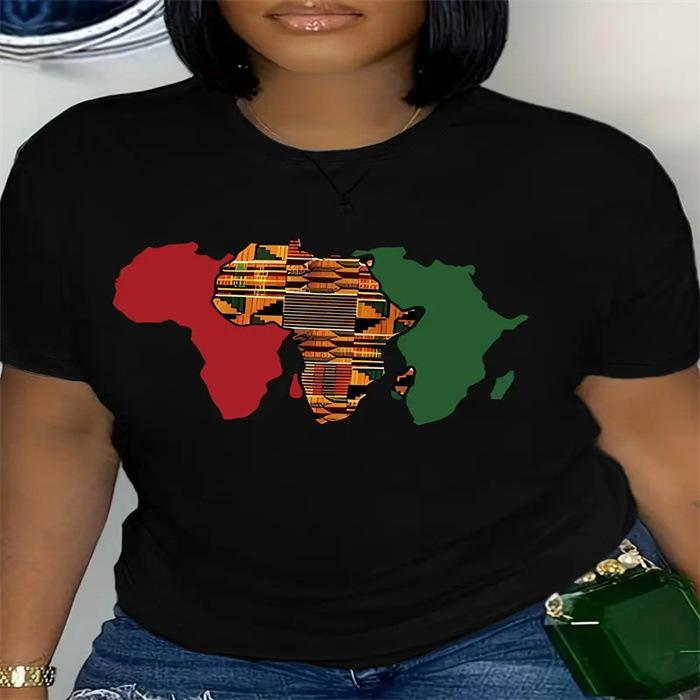 Summer Round Neck Pure Cotton Top Fashionable Casual Fashion Short Sleeved Women's Printed T-shirt