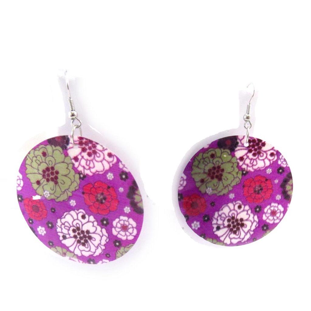 Les Trésors De Lily [J7118] - Designer-Ohrringe 'Vahiné' mauve