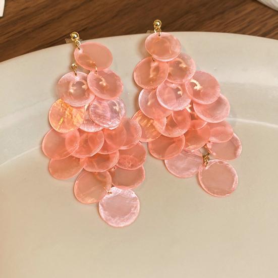 1 Pair Long Style Multi-Layer Drop Earrings Translucent Metal Needle Design Artificial Crystal