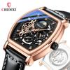 Chenxi Retro Hollow Skeleton Mens Automatic Mechanical Watch Waterproof Moon Phase Tourbillon Watches Luxury Tonneau Business Wristwatch