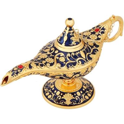 Vintage Magiczna Legenda Lampa Dżina Aladyna do Domu/na Ślub, Kolekcjonerska Wymyślna Rzadka Klasyczna Arabska Rekwizyt Kostiumowy Lampa Garnek