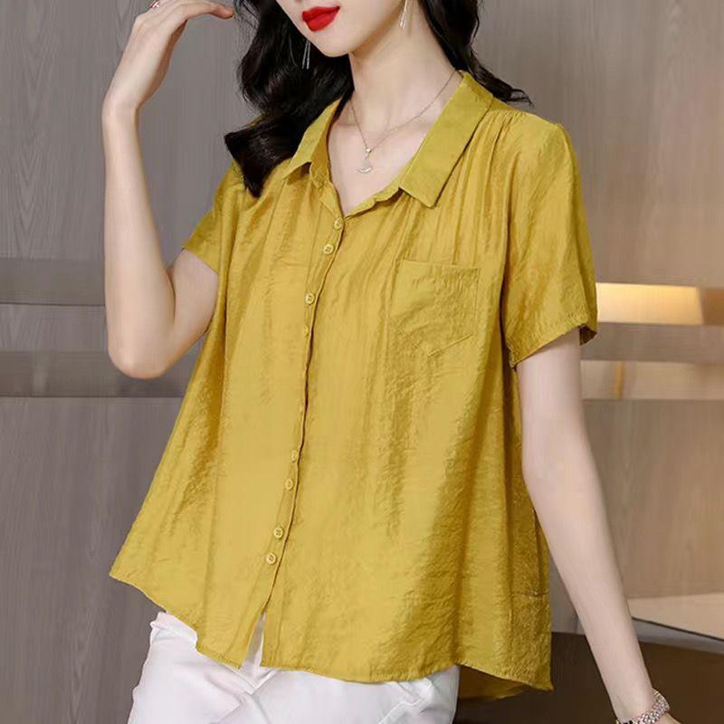 Cotton and Linen Shirt Women's Top Summer Fashion Temperament Short Sleeved Women's Cotton Shirt