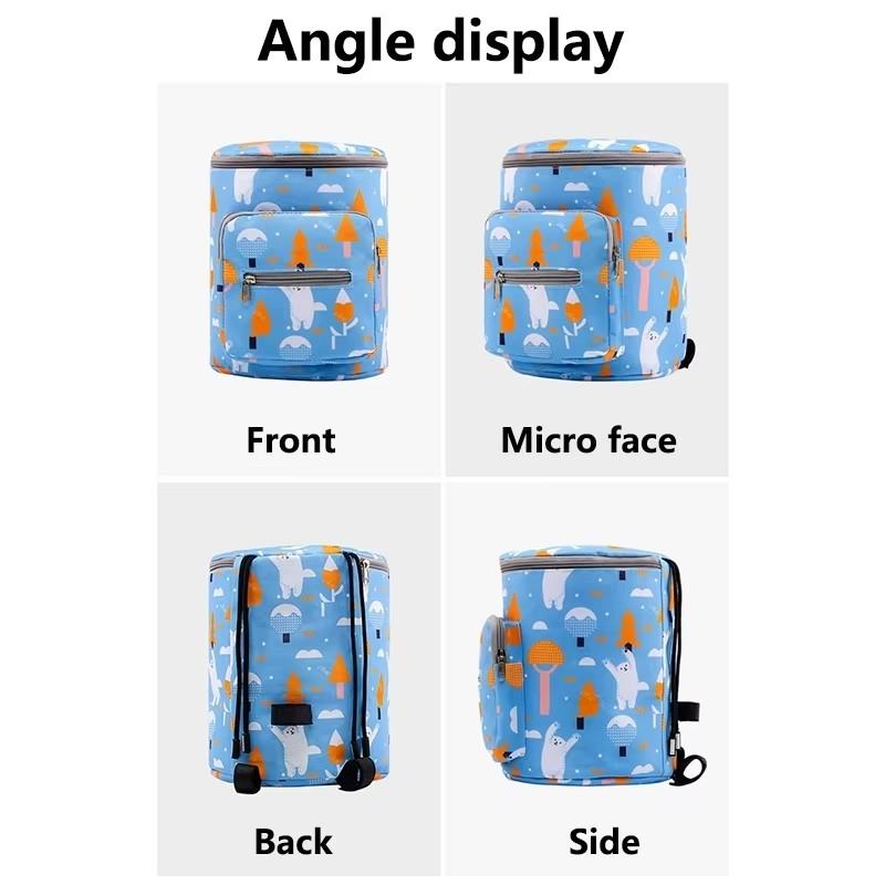 Baby Stroller Organizer Bag, Large Capacity Cartoon Print Mummy Bag, Portable Hanging Storage Caddy with Bottle Holder for Travel