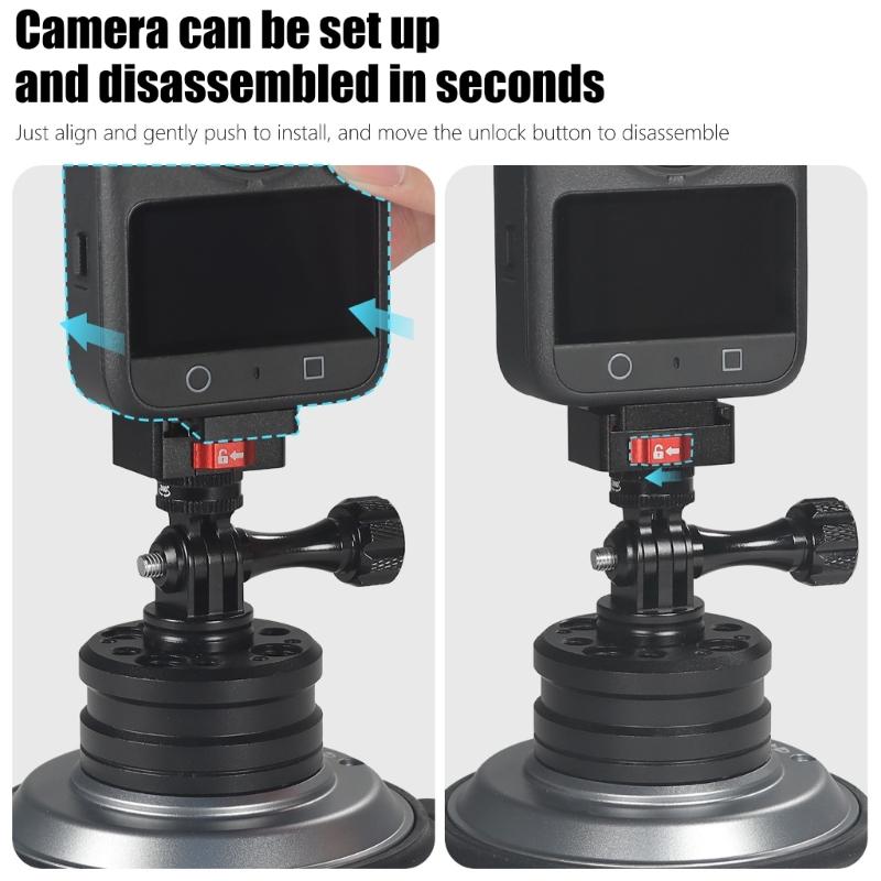 Quick Install Alloy Car Camera Holder Featuring 360 Rotate And Strong Suction For Stable On Vehicles