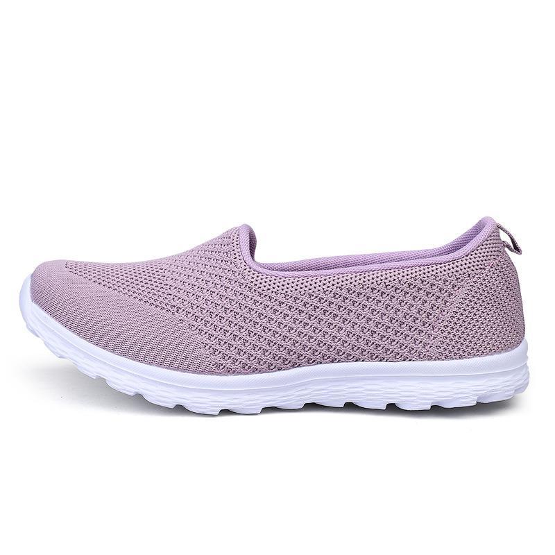 Foot Lazy Shoes Women's Flying Weaving Shallow Mouth Women's Shoes Casual Breathable Flat Bottom Single Shoes Mesh Four Seasons Shoes Large Size