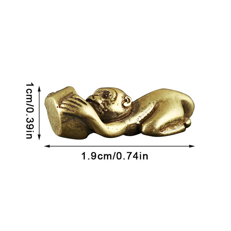 Messing Vintage Gjøre Gammel Ape Holder Gullbarrer Penger Jinbao Nøkkelring Anheng Zodiak Ape Overføringsanheng