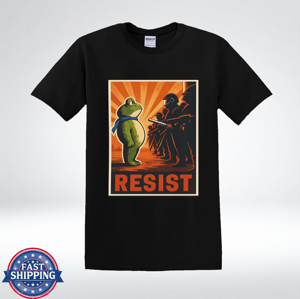 Funny Rebellion Frog Meme Political Parody Graphic T-Shirt