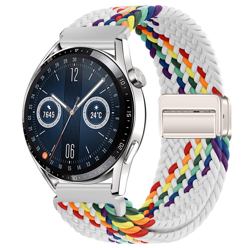 20mm 22mm Nylon Braided Strap for Samsung Galaxy Watch 7 6 5 4 Strap Magnetic Band for Huawei Watch GT6 5Pro GT4 3Pro 46mm Strap