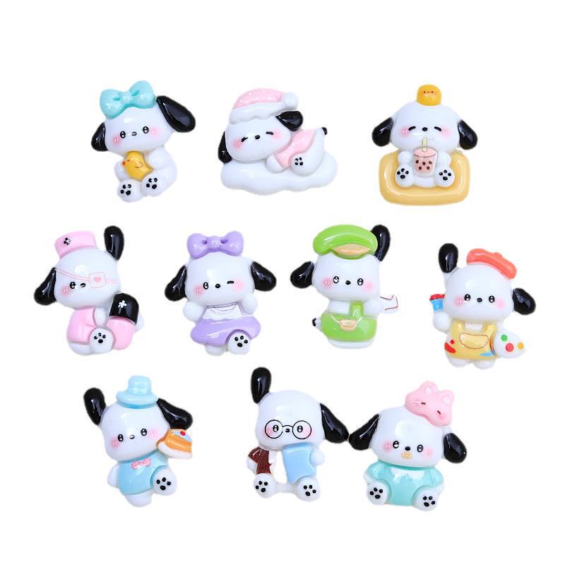 Cartoon White Dog Shoe Buckle & Hair Clip Resin Accessories for DIY Ornaments