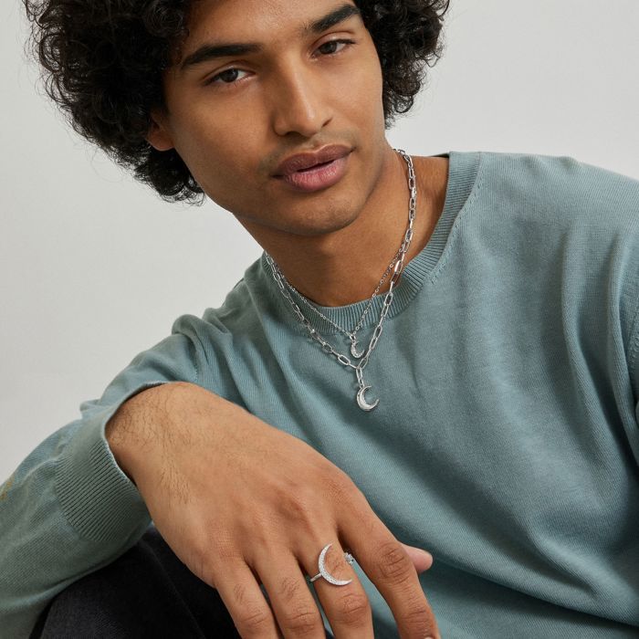 Collier - Luna - Zircone Brillante - Plaqué Rhodium - Argenté