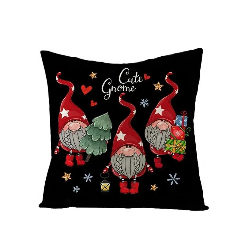 

45x45cm Christmas Pillow Case Xmas Santa Tree Truck Photo Linen Cushion Cover For Home Sofa Window Seat Decor Throw Pillowcases 12x12Inch