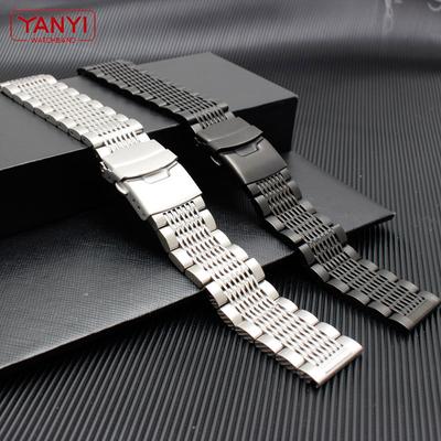 Bransoletka ze stali nierdzewnej męski pasek do zegarków solidny metalowy pasek do zegarka 20mm 22mm bransoletka ze stali nierdzewnej 316l klamra zabezpieczająca