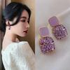 Silver Needle Korean Fashion Zircon Drop Earrings For Women Jewelry Trending New Luxury Vintage Gold Color Earrings