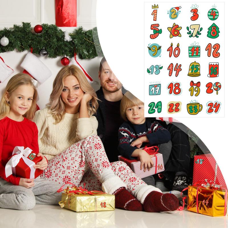 Merry Christmas Stickers Advent Calendar Number Sticker Handmade Cookie Candy Gift Seal Label Paper Sticker Christmas Decoration
