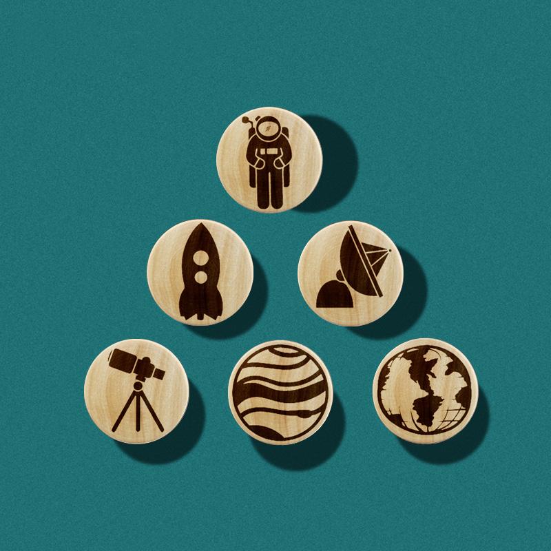 Creative Handmade Wooden Engraved Space Dresser Drawer Knob