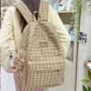 Harajuku Backpack for Girl Corduroy Lattice Backpack Large Capacity Daypacks Travel Bag Student School Backpack