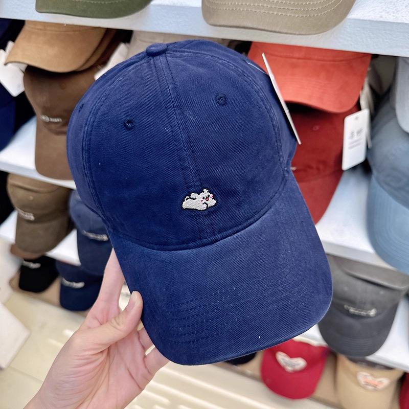 Fashion Hat large head circumference wide brim baseball cap children spring and autumn new Korean cute puppy embroidery sunshade cap men