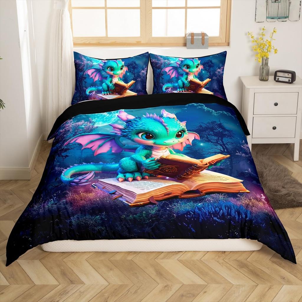 Dragon Kids Duvet Cover Sets Queen King Twin Size Boys Men Room Decor With 1 Bedding Comforter Cover 2 Pillowcases No Comforter