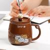 Cute Bear Mugs With Lid Spoon For Women Ceramic Mug Kid Cartoon Milk Mug Coffee Cup Tea Cup Birthday Christmas Gift
