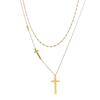 Stainless Steel Necklaces Cross Pendant Choker Double Stacked Wear Light Luxury Fine Necklace For Women Jewelry Gifts
