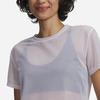 Under Armour Mesh Breathable Solid Color Pullover Drop Shoulder T-Shirt Women Tops 6009681-100