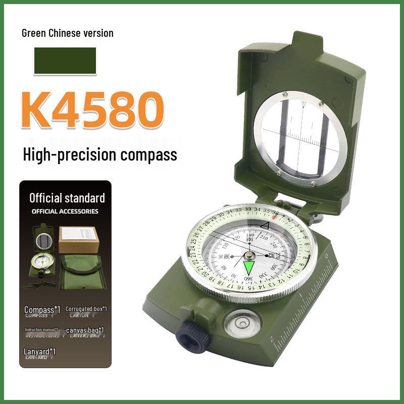 

American Military Green Multifunctional Metal Compass K4580 - High Precision, Luminous, Outdoor Use