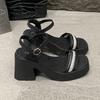 Chunky Heel Platform Slide Sandals 2026 Summer Women Square Toe Strappy Mule Slippers Plus Size Beach Shoes European Design