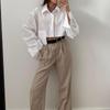 Autumn Fashion Chic White Women Blouse Sexy Lapel Long Sleeve Crop Shirts Lady Streettop Woman Blusas Clothing Pockets