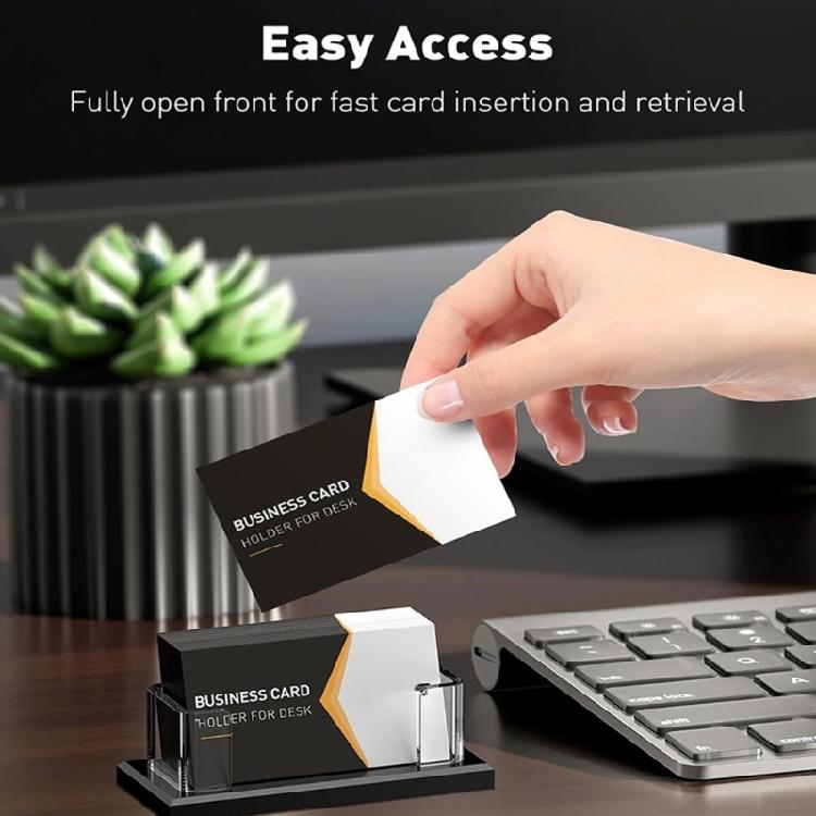 Clear Acrylic Business Card Stand Large Compartment Name Card Organiser Container For Efficient Business Card Management