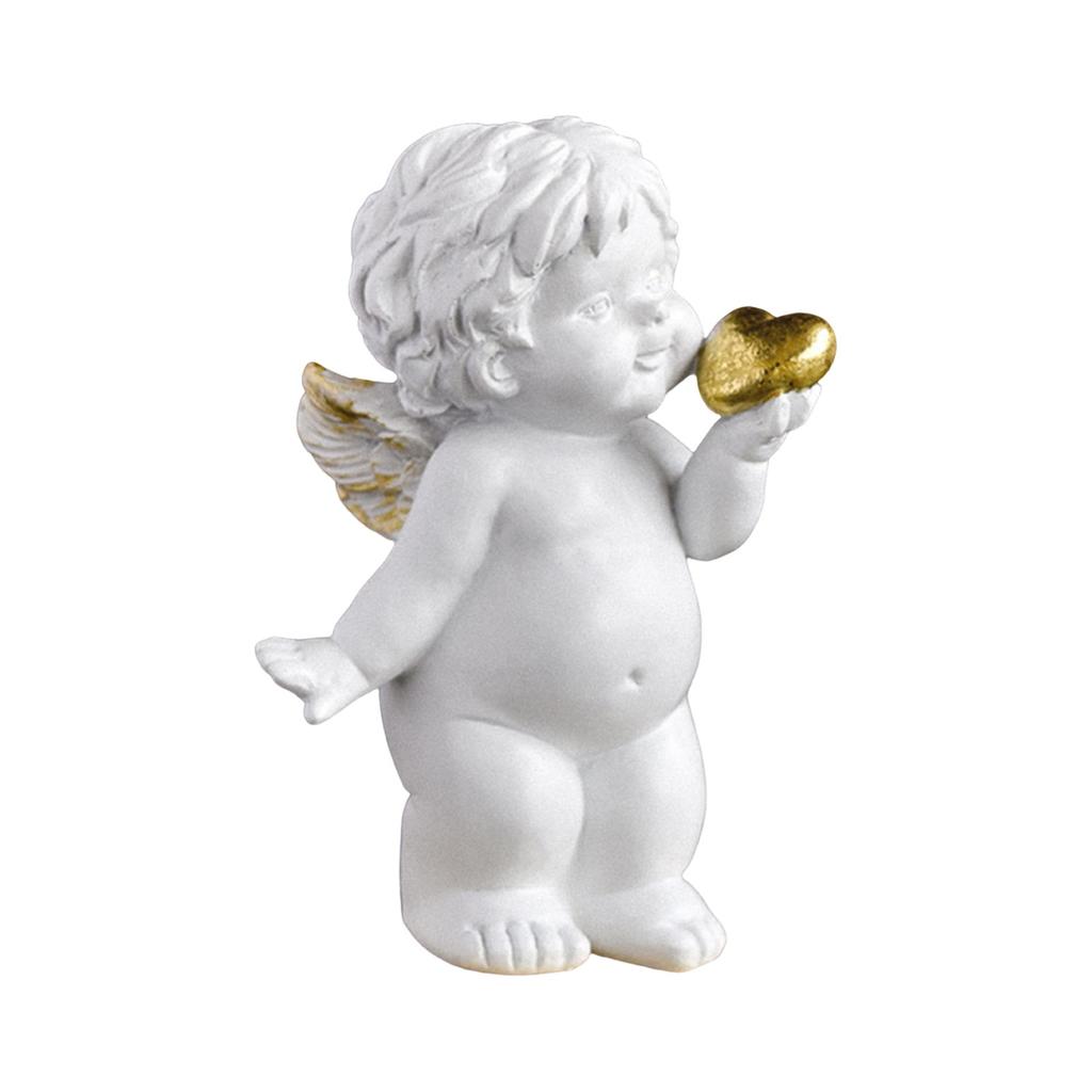 Resin Imitation Gypsum Heart-shaped Little Angel Desktop Ornament, Style Character Home Decoration Sculpture