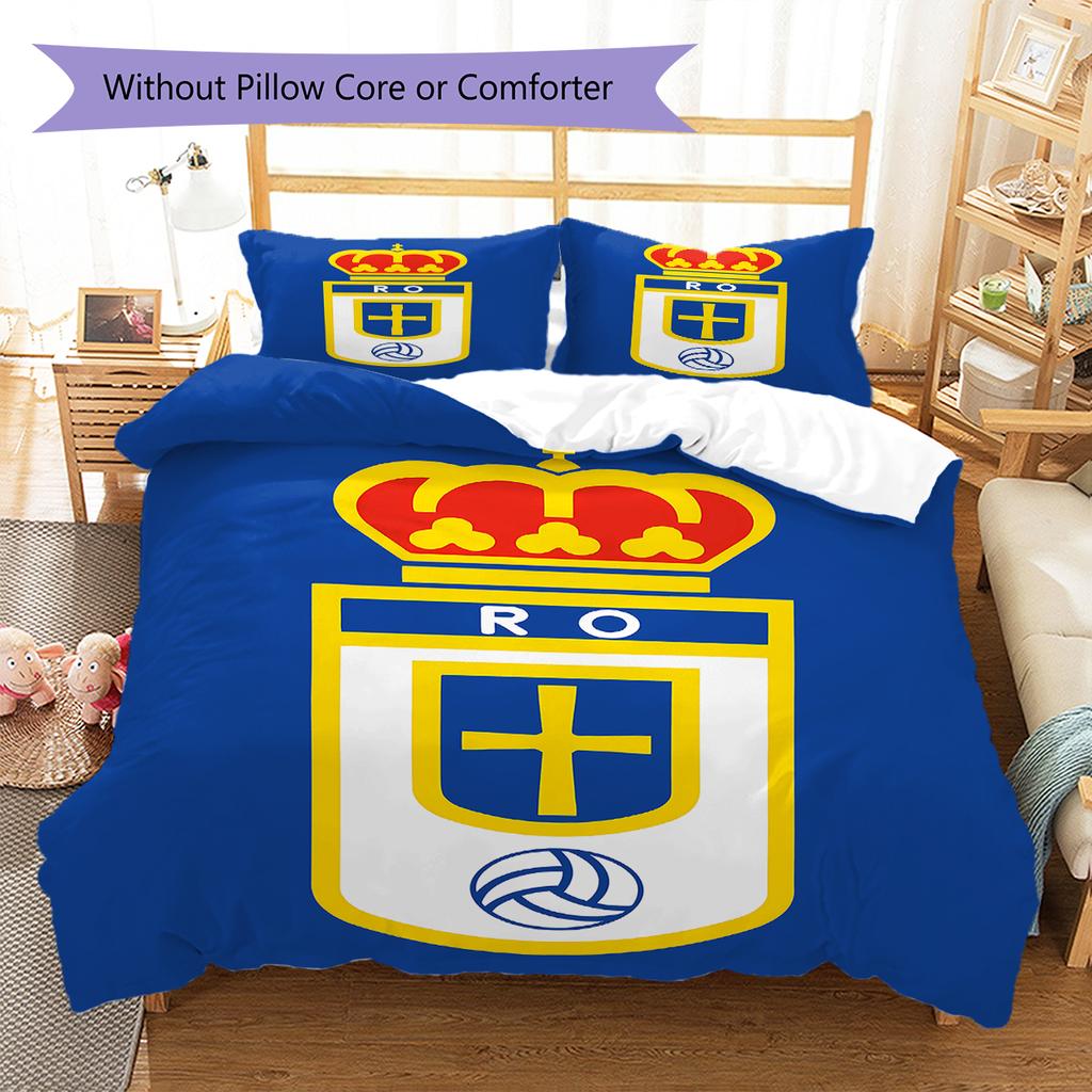 Real Oviedo Pattern Bedding,Quilt Set Quilt Cover Pillowcase Home Birthday Gift (1 * duvet cover + 2 * pillowcase, without core)