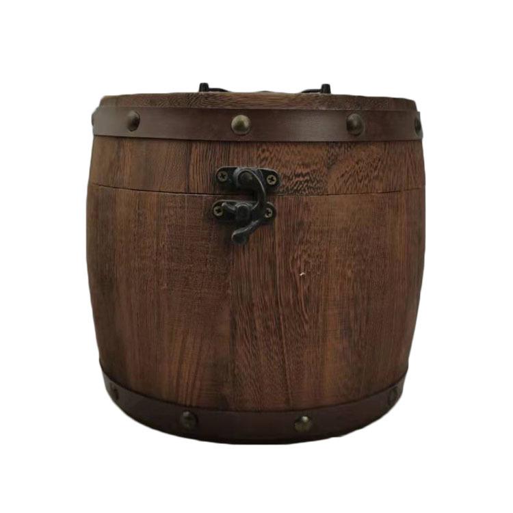 Solid Wood Pu'er Tea Storage Barrel – Heavy Burned Finish, Loose Tea Holder & Jewelry Organizer