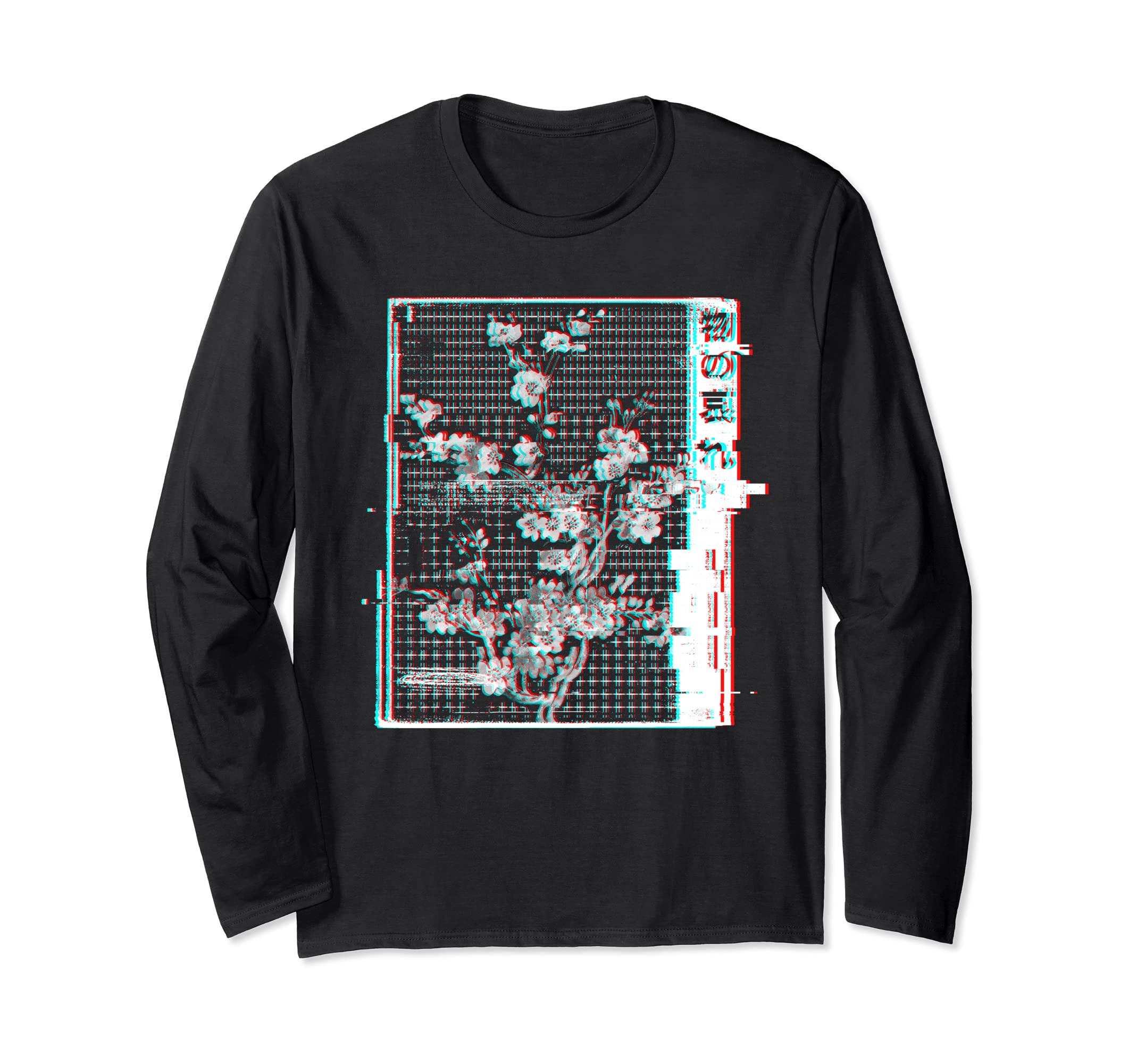 Mono No Aware Japanese Glitch Otaku Vaporvawe Long Sleeve T-Shirt