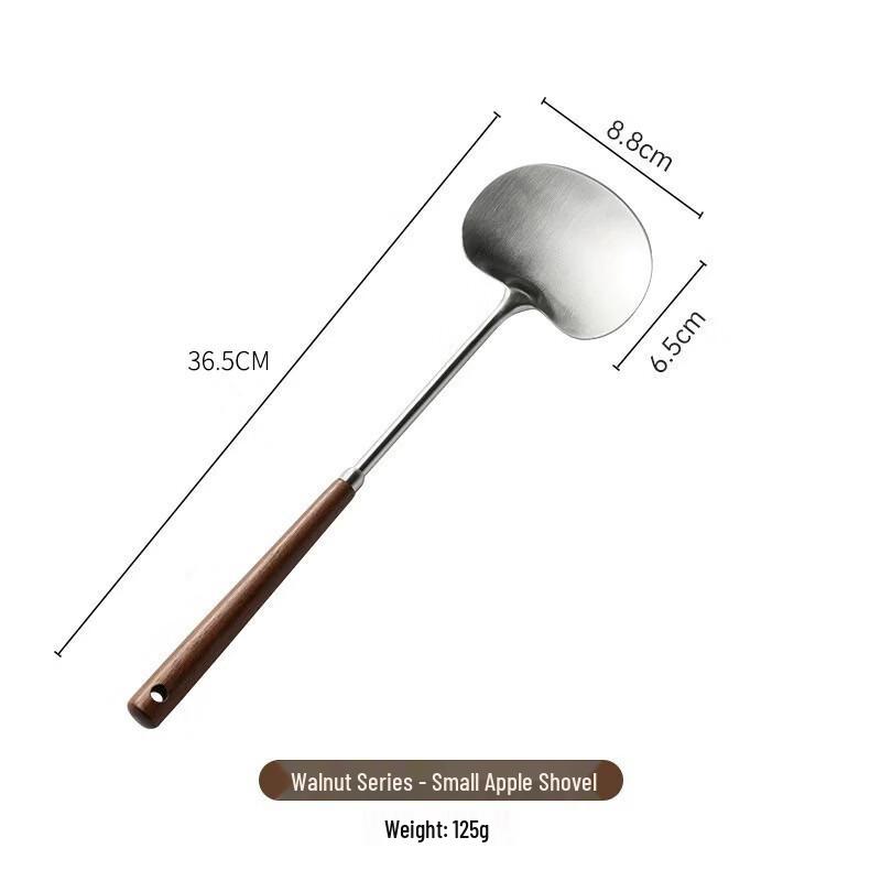 Walnut Handle Stainless Steel Mushroom Spatula Set (2-Pack)