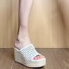 Fashion 2025 Summer New Mesh Women's Open Toe Slippers Round Toe Platform Wedges Sandals Outdoor Hollow Breathable Daily Casual Slippers
