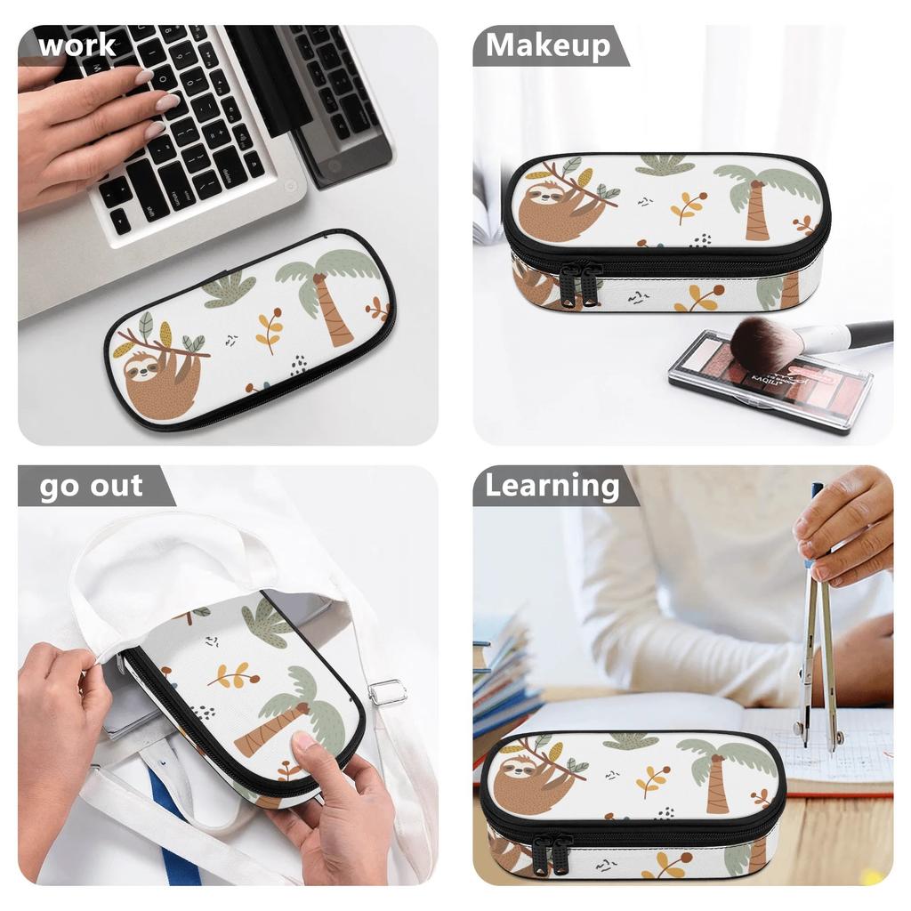 Pencil Bag Organized Storage Zipper Closure Strong Polyester Fabric with Main Compartment Mesh Pocket and Pen Slots for Students