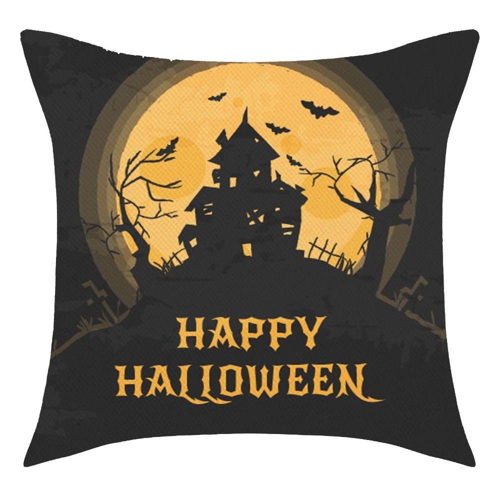 Castle Bat Pattern Halloween Pumpkin Pillowcase Printing Halloween  Cushion Cover Horror   Car