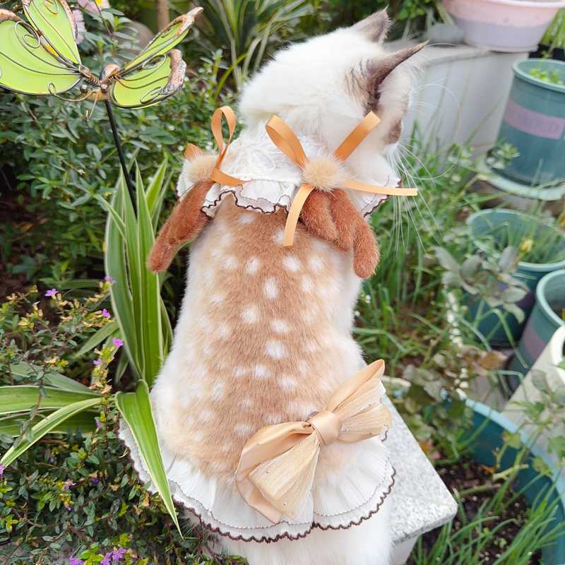 Pet dog clothes Autumn Winter Fluffy Deer Vest Dress Handmade for Small Medium Dogs Photography Costume for dog Cat Dog Set