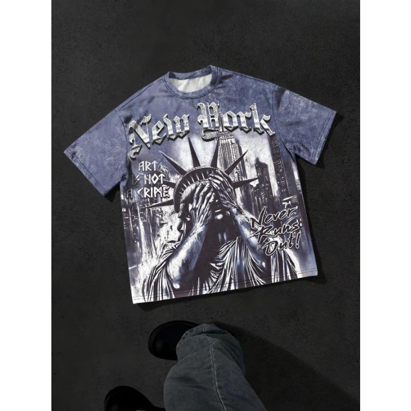 The  summer new men's T-shirt features a casual fashionable comfortable soft and breathable  pattern print