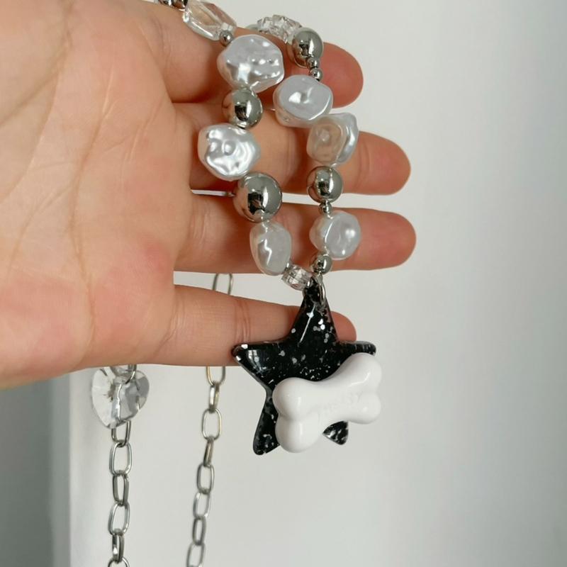 Y2K Star Bone Pendant Necklace for Women Fashion Egirl Emo Punk Grunge Clavicle Chain Fashion Valentines Day Gifts