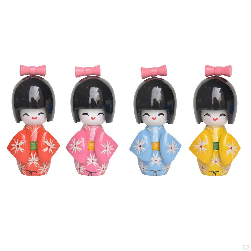 Figura Decorativa Japonesa de 9 cm, Estilo Kabuki, de Madera para Mesa o Oficina.