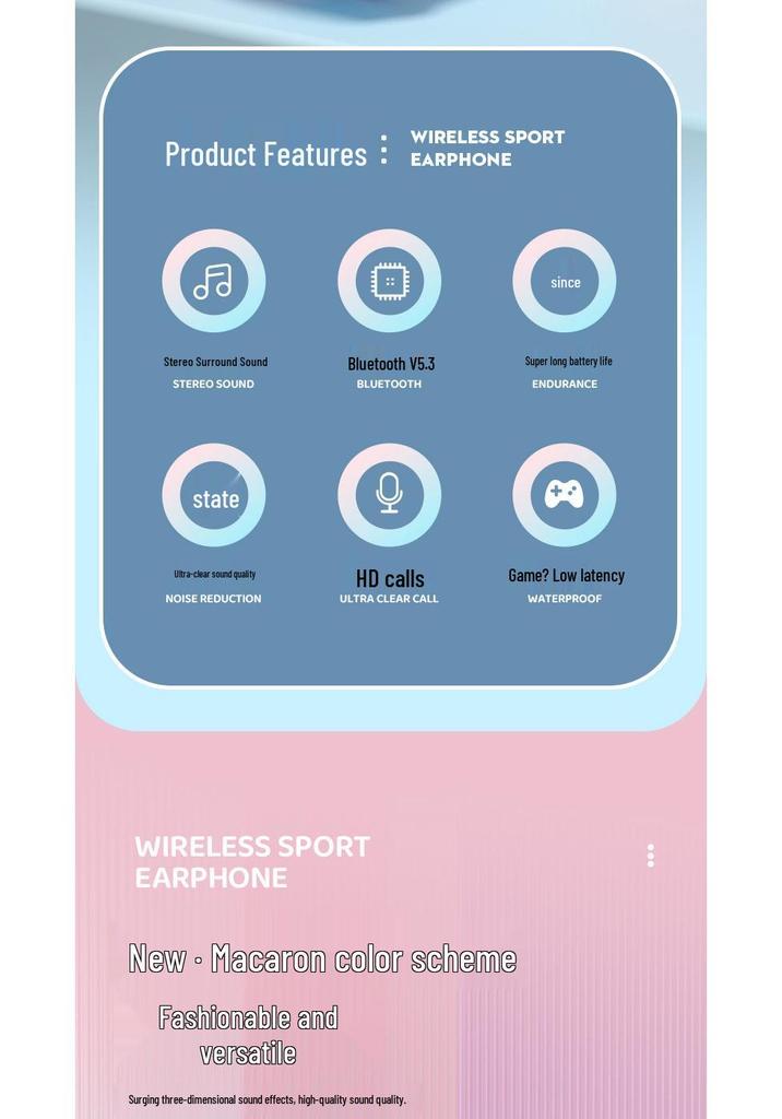 W5 Private Mold Gradient Color Bluetooth Over-Ear Headset - HIFI Heavy Bass Stereo, E-sports Low Latency