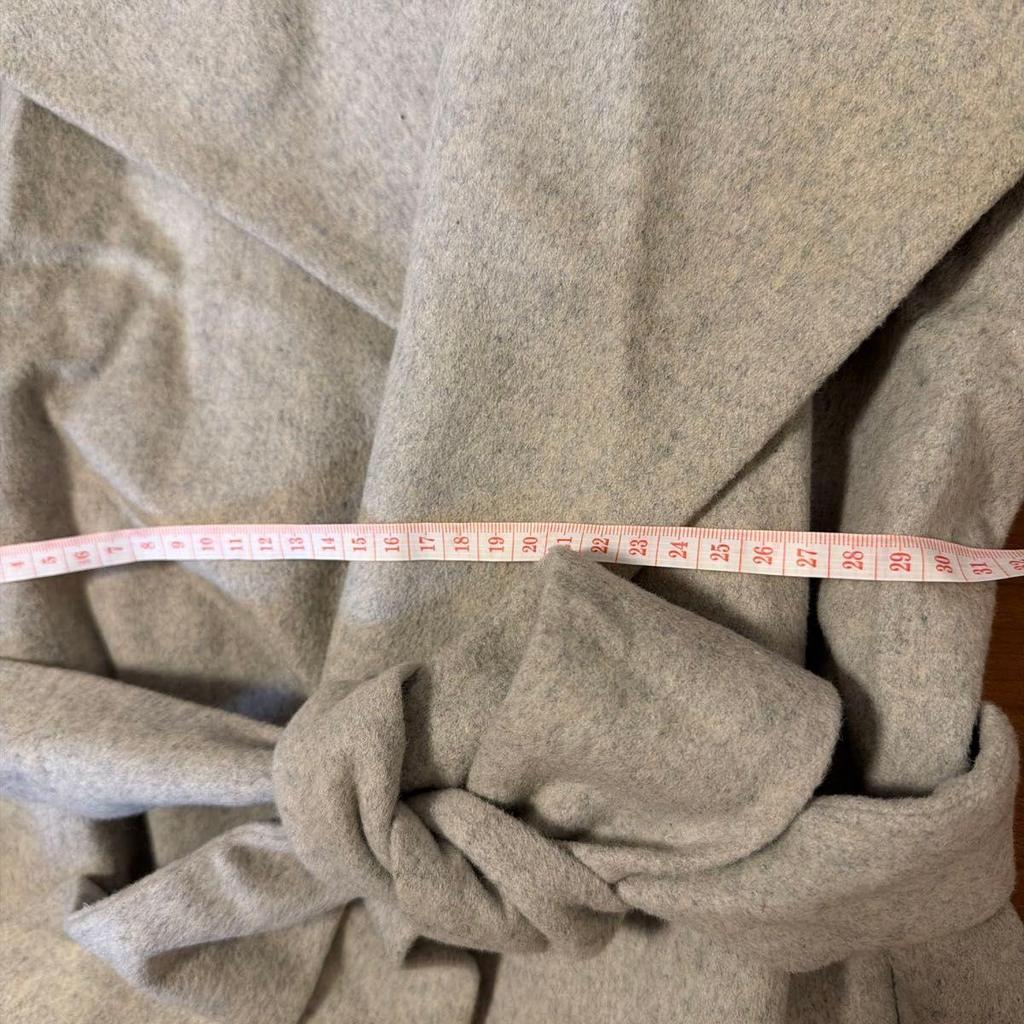 Used Long coat with belt light gray